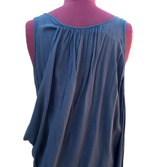 Nicholas K Dress Blue Draped Asymmetrical Scoop Neck Sleeveless Layered Small